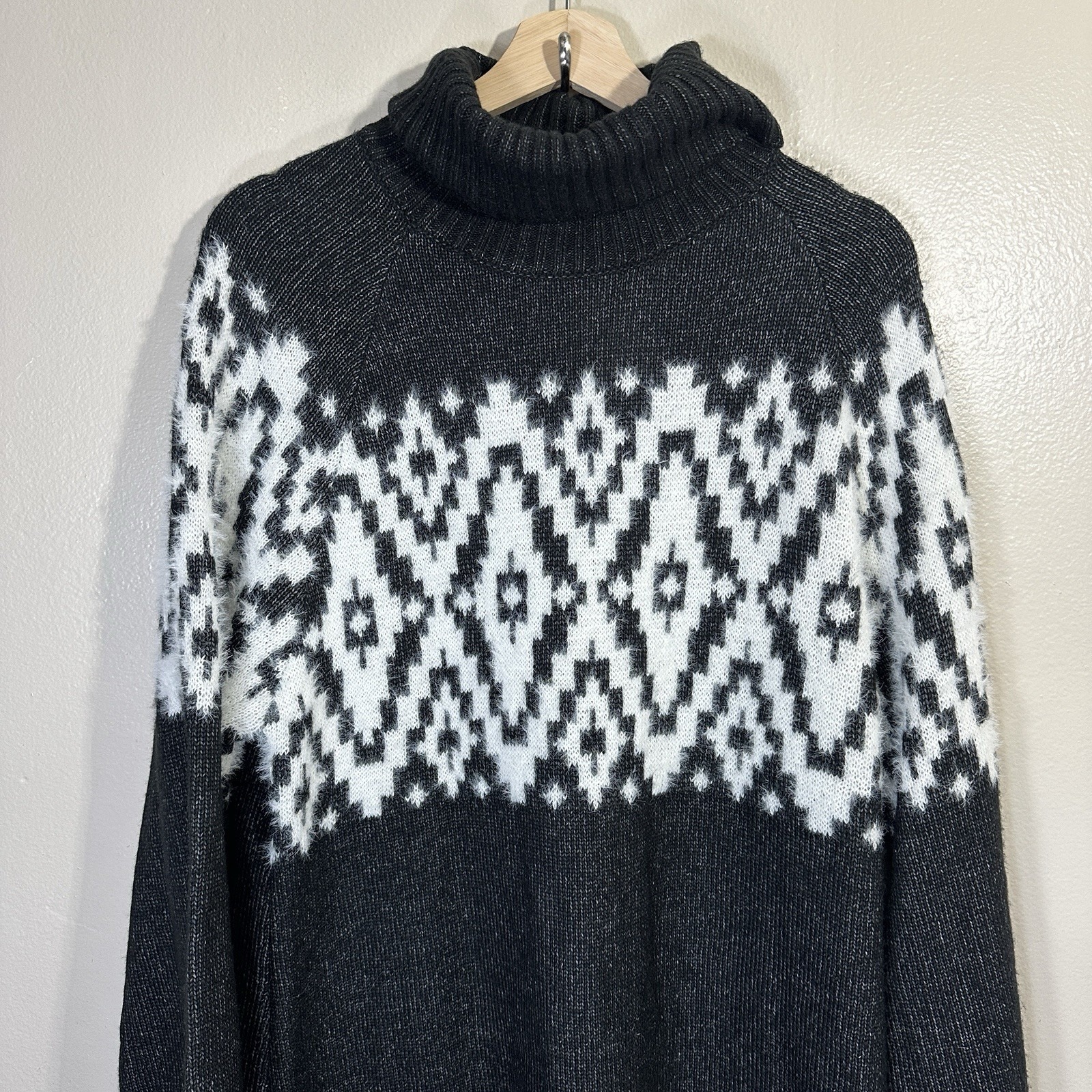Nwt Maurice's Women's Xl Fair Isle Sweater Dress Black Fuzzy — image 4 of 8